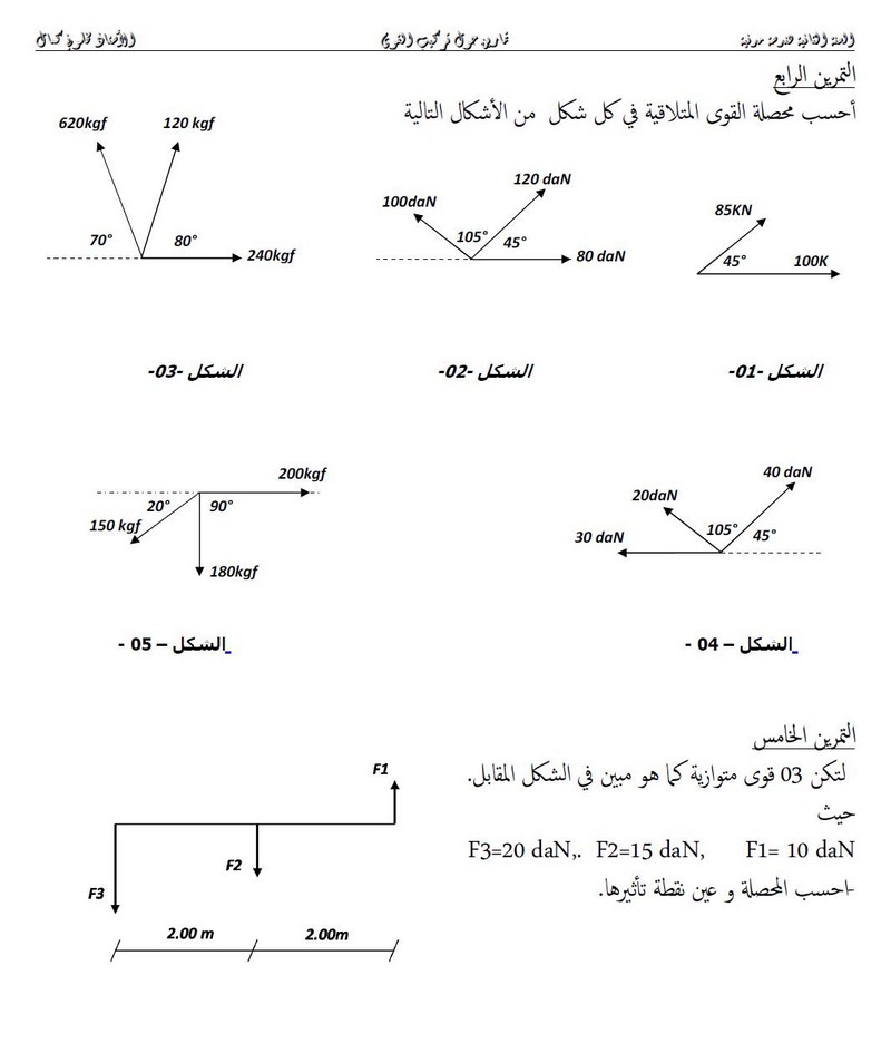 سلسلة تمارين حول تحليل القوى مع الحل 2 هـ م P_1795v3qef2