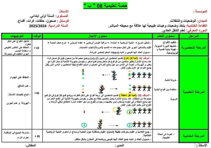 حصة تعليمية 08 " أ " + حصة تعليمية 08 " ب " للطور الأول السنة الأولى والسنة الثانية للاساتذة بن اوذينة الحاج علي/رسيوي العلمي 2024  P_3249tvgdi1